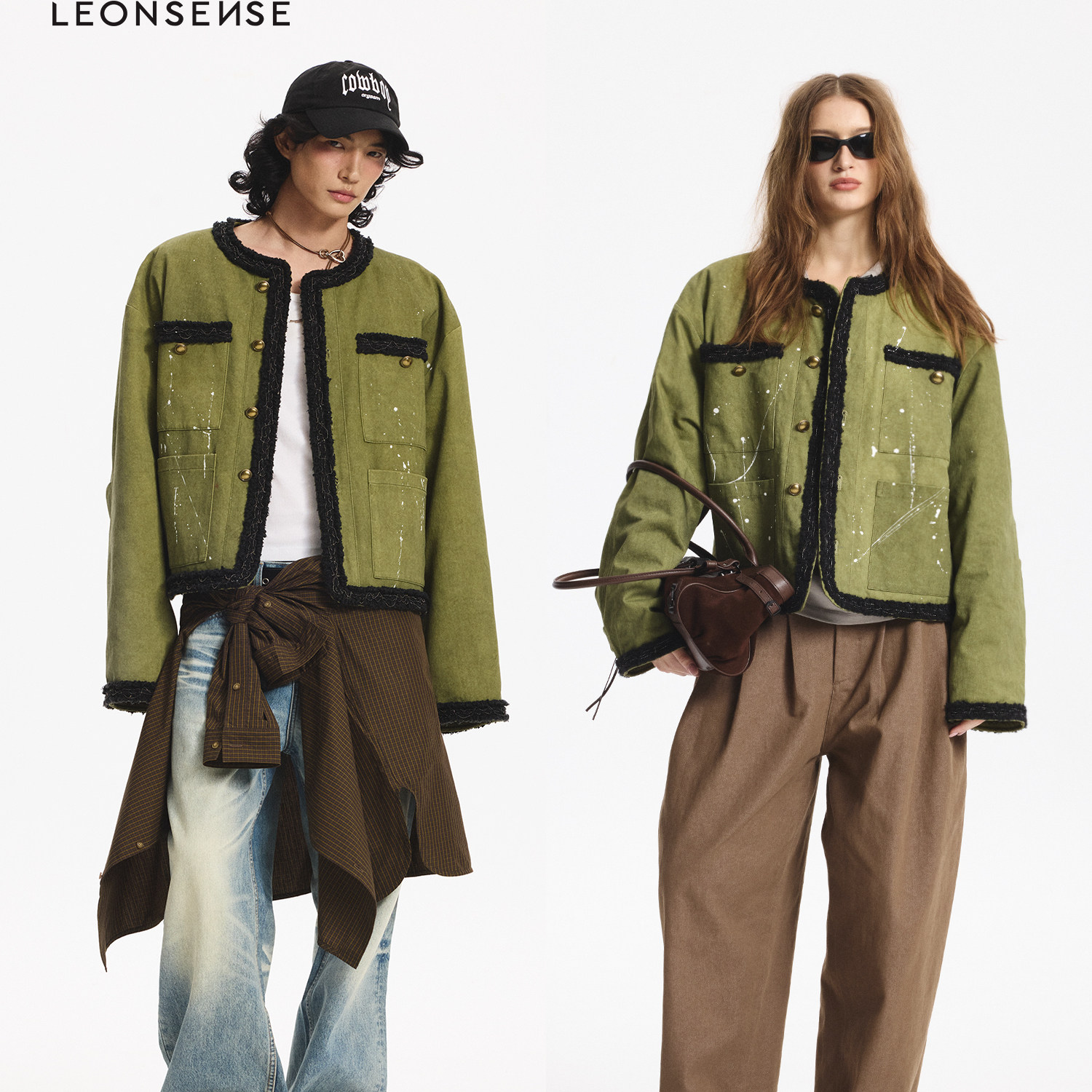 水洗棉小香无领棉服夹克