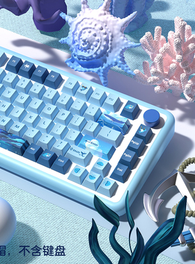 原创深蓝色海洋主题键帽 鲸落原厂高度PBT五面热升华 客制化键盘
