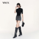 法式 VOCK 复古辣妹 格雷系百搭波点蝴蝶结中低腰防走光包臀短裙子