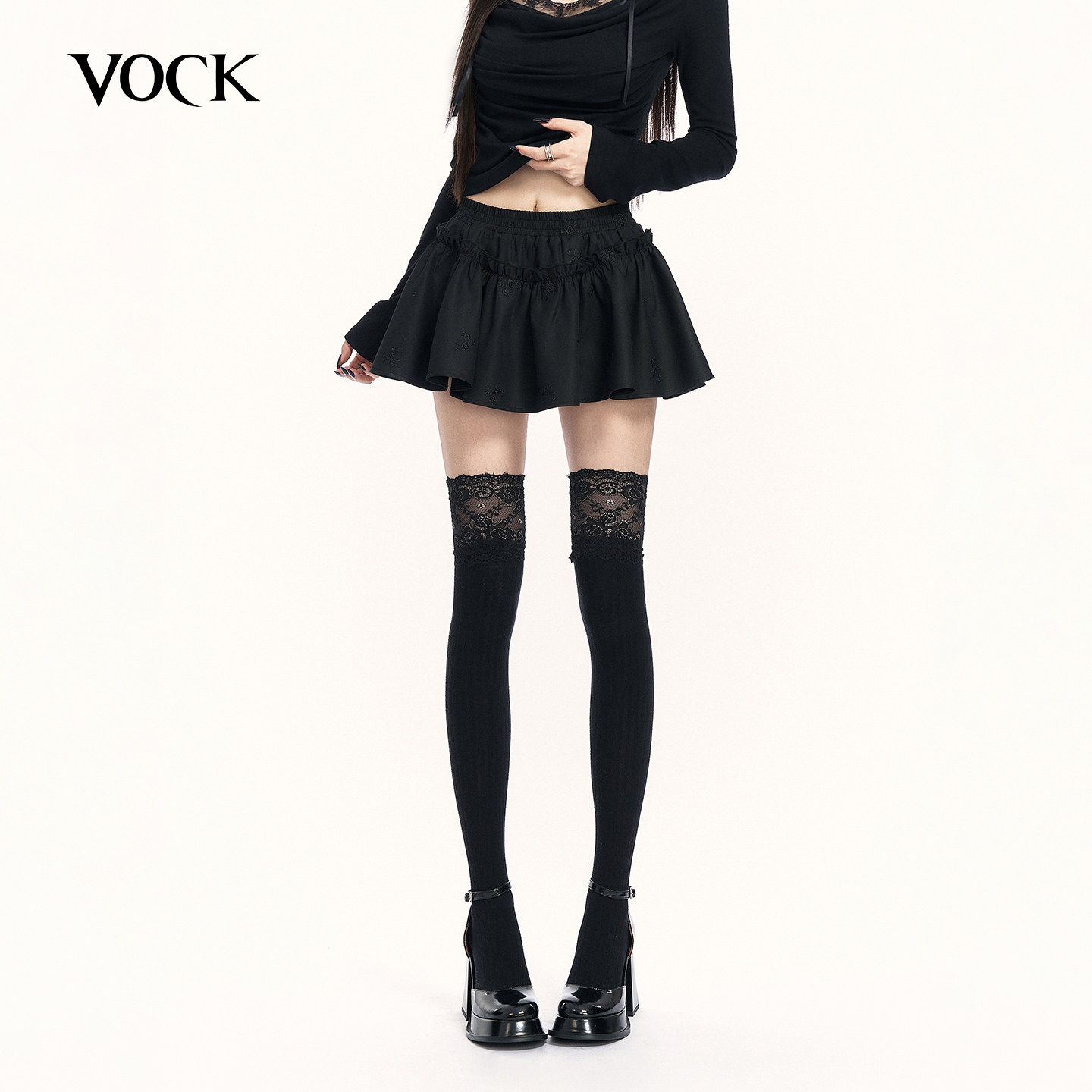 VOCK【1/22 20点】立体刺绣玫瑰花松紧腰蓬蓬半裙/防走光打底裤,女装/女士精品,半身裙,淘宝优惠券,粉丝福利购,淘宝优惠卷