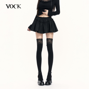 立体刺绣松紧腰短裙伞裙显瘦A字蓬蓬半裙带安全裤 VOCK 玫瑰烬语