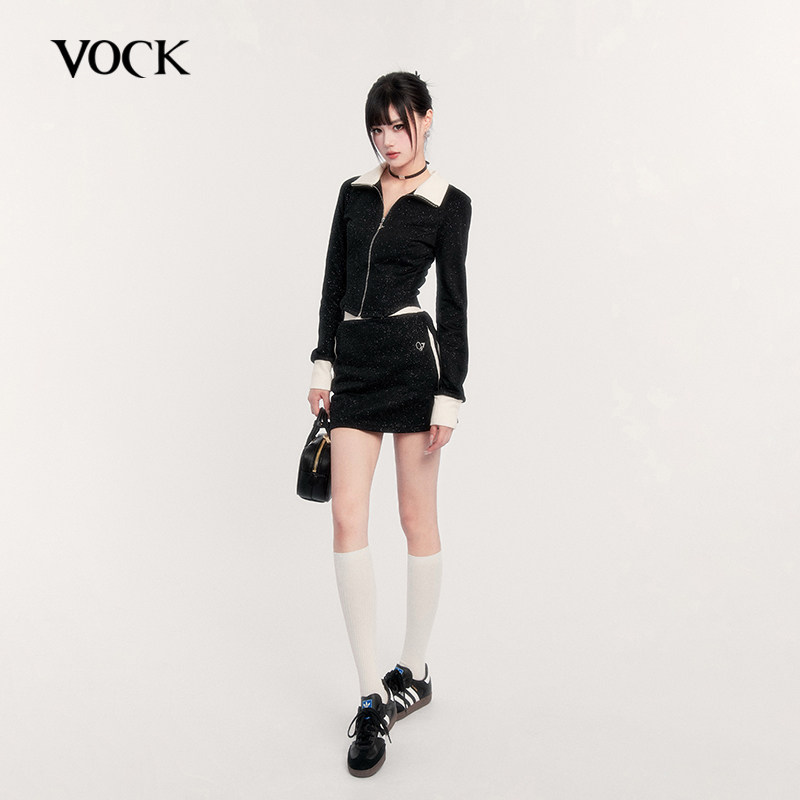 VOCK 银河碎钻 黑色闪粉运动卫衣女修身短款A字裙辣妹半身裙套装,女装/女士精品,时尚套装,淘宝优惠券,粉丝福利购,淘宝优惠卷