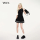 VOCK 显瘦针织连衣裙 修身 少女恋刊 Miu系学院运动Polo领撞色短袖