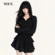 VOCK 针织裙连衣裙新款 松弛有度 暗黑休闲辣妹弹力松紧腰连帽长袖
