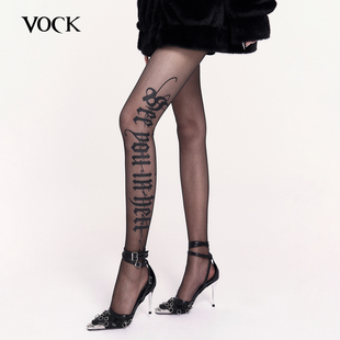 VOCK 禁猎区 暗黑哥特字母黑丝袜性感光腿神器显瘦压力打底连裤袜