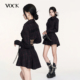 VOCK 连衣裙子 衬衫 辣妹出逃 暗黑设计感格纹露背绑带收腰显瘦长袖
