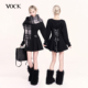 VOCK 圣诞夜 黑色甜酷少女爱心口袋卫衣裙可调节收腰显瘦连衣裙子