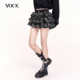 VOCK 古早日刊 暗黑甜酷少女格子松紧腰小个子防走光蛋糕蓬蓬半裙