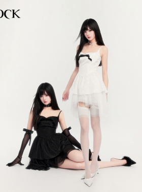 VOCK 浮梦幻夜 暗黑浪漫情人节不规则收腰显瘦吊带连衣裙闺蜜礼裙