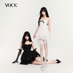 VOCK 浮梦幻夜 暗黑浪漫情人节不规则收腰显瘦吊带连衣裙闺蜜礼裙