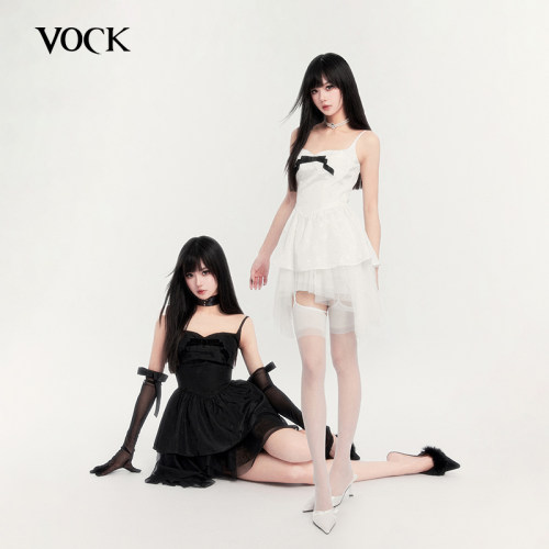 VOCK 浮梦幻夜 暗黑浪漫情人节不规则收腰显瘦吊带连衣裙闺蜜礼裙