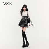 VOCK 涩谷车站见 暗黑日系学院jk校供感少女超高腰鱼骨格子背带裙