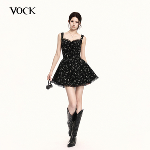 浪漫风茉莉碎花吊带裙 暗黑法式 宽肩带遮副乳 20点 VOCK