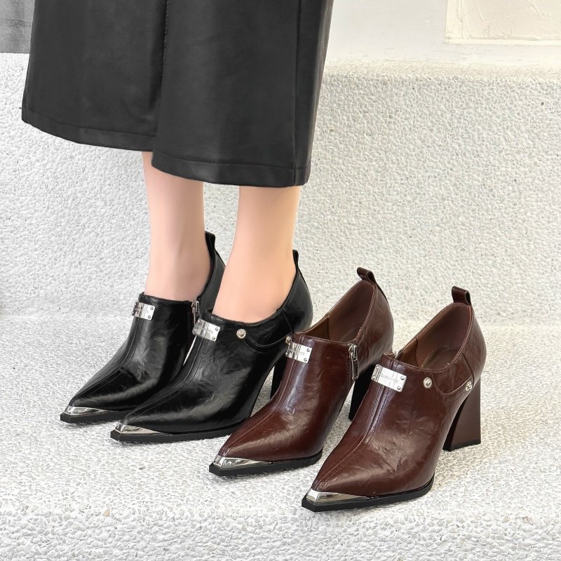 2024新款秋冬季尖头深口单鞋女粗跟中跟软皮女鞋秋款软皮高跟皮鞋,女鞋,深口单鞋,淘宝优惠券,粉丝福利购,淘宝优惠卷