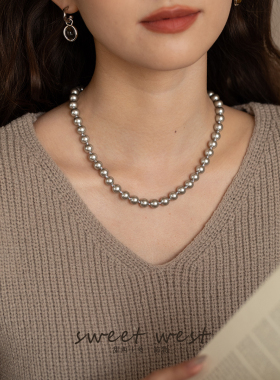 经典灰色珍珠项链气质必买
