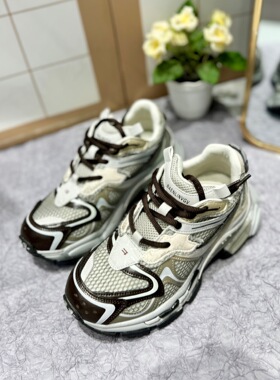 2024新款潮厚底老爹鞋女底低帮欧洲站ins潮休闲鞋擦色做旧跑鞋