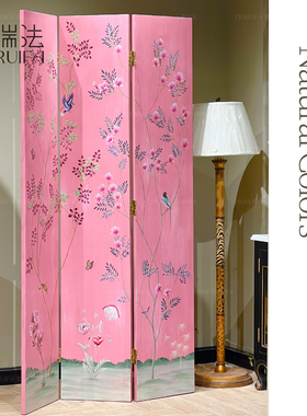 墨瑞法双面法式复古屏风隔断客厅沙发背景装饰可折叠移动设计师