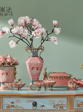 铜配瓷饰品墨瑞法陶瓷纯铜奢华