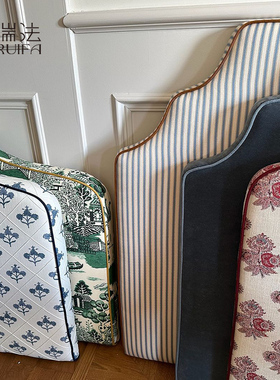 墨瑞法高档实木法式布艺软包床头板定制床屏背板单买榻榻米靠背