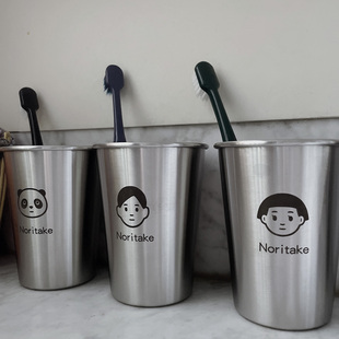 304不锈钢日式 简约情侣儿童漱口杯ins风男孩女孩刷牙杯一家三口