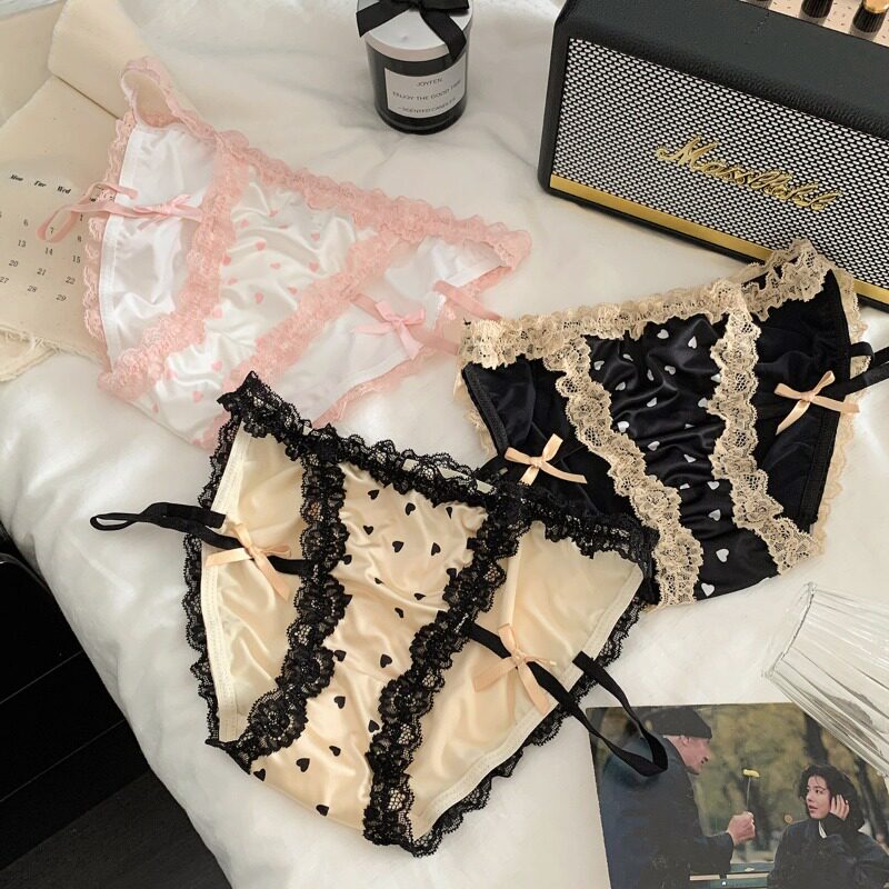 腰斩美姬~辣妹性感缎面内裤少女低腰细带冰丝夏季腿环开叉三角裤