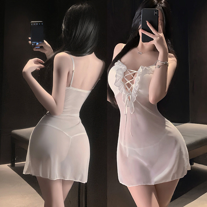 性感睡衣女薄款吊带裙露背网红款睡裙纯欲风情调包臀裙透明网纱裙