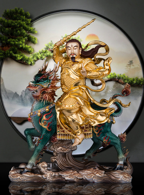 九天应元雷声普化天尊神像铜彩绘南极长生雷公雷神雷祖居家摆件