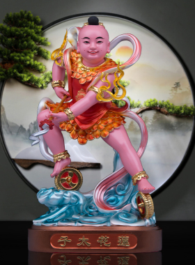 树脂家用复古客厅莲花三太子摆件
