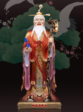 台湾彩绘月老神像供奉摆件