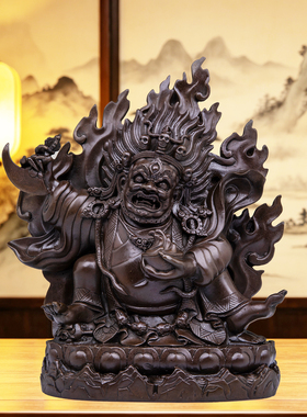 藏密二臂玛哈嘎拉黑袍金刚铜像