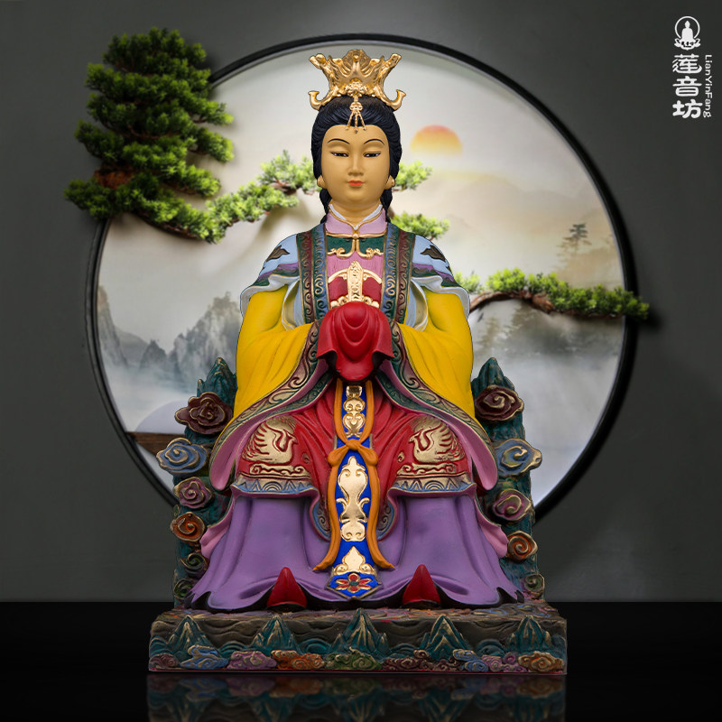 铜彩平安复古佛堂碧霞元君摆件