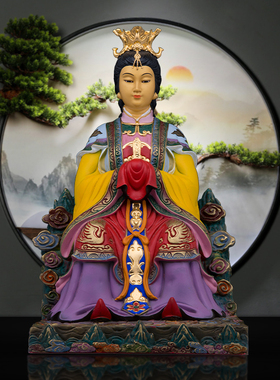 铜彩平安复古佛堂碧霞元君摆件