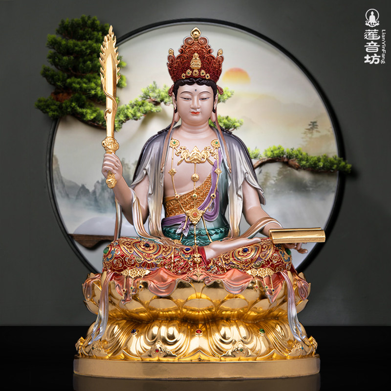 黄铜持剑文殊菩萨摆件