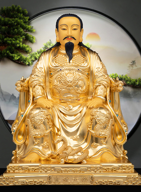 铜贴金玄天上帝神像摆件