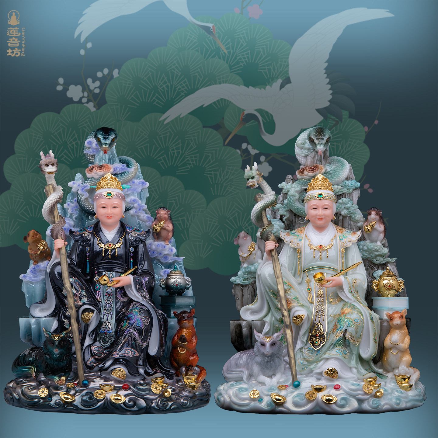 汉白玉黑老太神像铁刹山黑妈妈像黑奶奶像体真身东北仙家四大家族