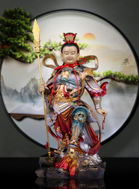 纯铜彩绘桌面三太子哪吒摆件