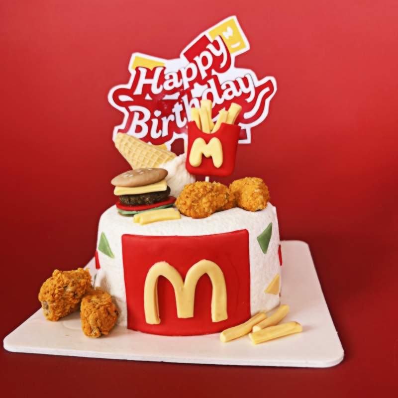 猫咪狗狗炸鸡汉堡麦门生日蛋糕