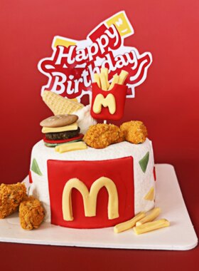 猫咪狗狗炸鸡汉堡麦门生日蛋糕