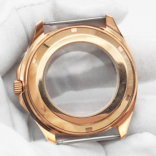 39mm手表表壳配件蓝宝石玻璃适配8215机芯玫瑰金欧米茄