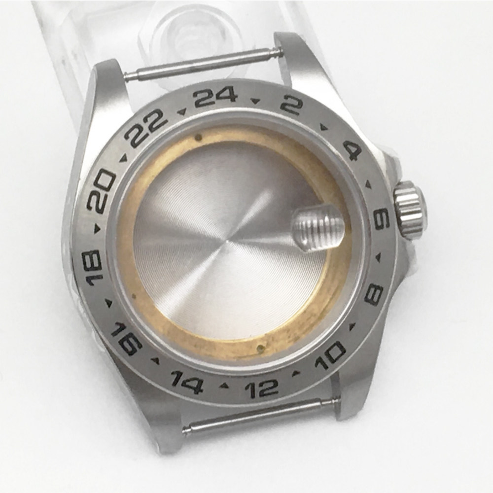 42mm316精钢表壳蓝宝石玻璃适用 8215机芯数字圈银色