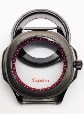 手表改装配件 NH35/36表壳 蓝宝石 黑色不锈钢表壳 防水螺丝表把