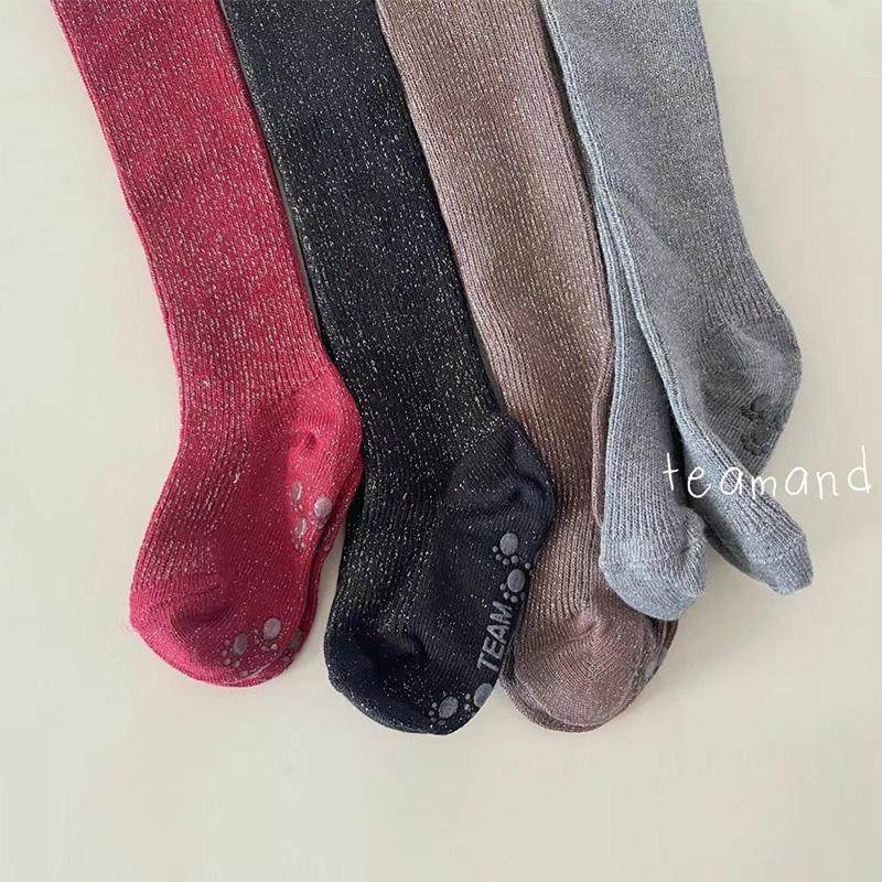 韩国进口童装秋冬女童亮丝金银丝双针棉纯色闪闪打底连裤袜1-8岁