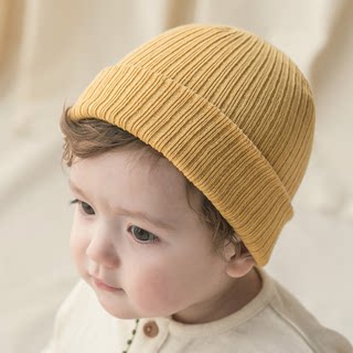 现货韩国进口宝宝帽子春秋季童螺纹棉针织套头帽男童女童婴儿童