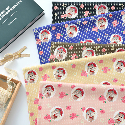 垂耳兔子纯棉手工diy昭和风布料