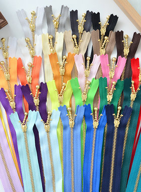 YKK3号铜齿水滴头尼龙拉链16厘米