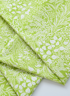 60支纯棉布料手工DIY服装衬衫裙子童装面料棉布绿色植物青芜素卷