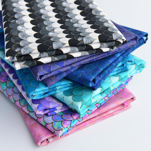 diy口金包包服装国风鱼鳞纹布料