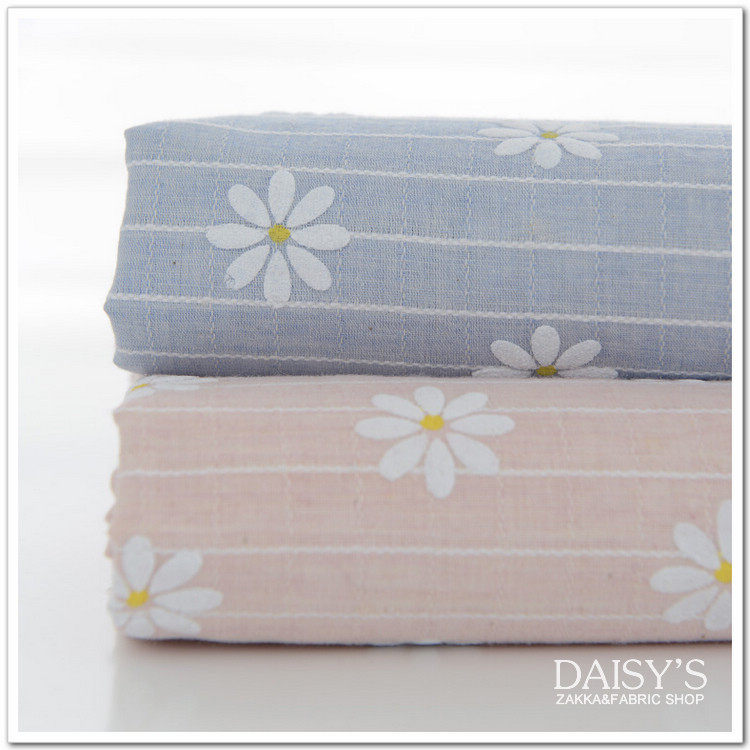 菊家 面料 杂色色织提花 印花 棉麻服装手工布料 八瓣雏菊花