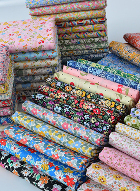 布料纯棉手工DIY服装裙子衬衣手作印染全棉面料府绸棉布田园碎花