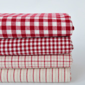 纯棉格子布料服装 桌布窗帘布手工diy面料 面料仿麻红白小方格衬衫